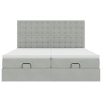 Ottoman bed met matrassen en LED's 160x200cm fluweel lichtgrijs - thumbnail