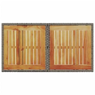 Tuintafel 100x55x73 cm poly rattan en acaciahout grijs