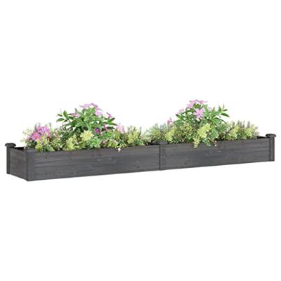 VidaXL Plantenbak verhoogd met voering 240x45x25 cm vurenhout grijs