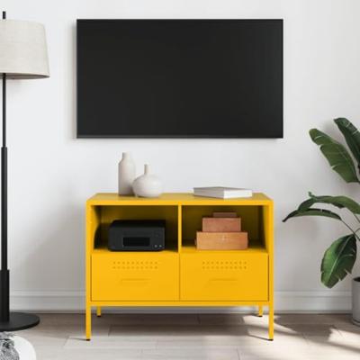 Tv-meubel 68x39x50,5 cm koudgewalst staal mosterdgeel