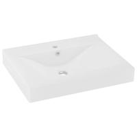 Wastafel met kraangat 60x46 cm keramiek matwit - thumbnail