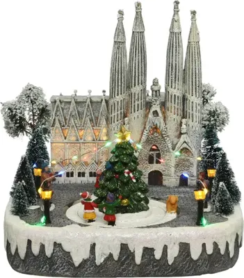 Lumineo kerstdorp Panorama Barcelona 26x26x28cm
