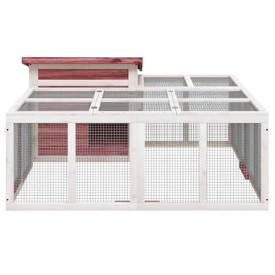 Konijnenhok 144x123x67,5 cm massief grenenhout mokkakleurig