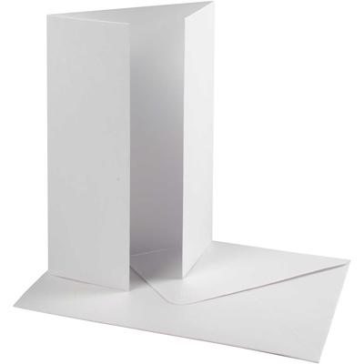 Creativ Company Parelmoer kaart & envelop, afmeting kaart 10,5x15 cm, afmeting envelop 11,5x16,5 cm, 230+120 gr, wit, 10 set/ 1 doos