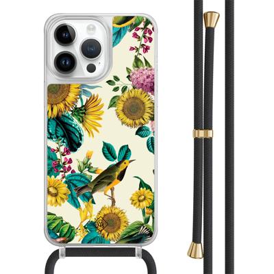 iPhone 13 Pro Max hoesje met zwart koord - Sunflowers iPhone 13 Pro Max hoesje met zwart koord - Sunflowers