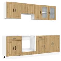 8-delige Keukenkastenset Kalmar bewerkt hout artisanaal eiken - thumbnail