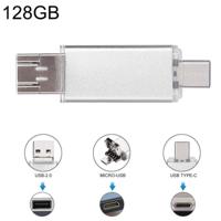 128GB 3 in 1 USB-C/type-C + USB 2 0 + OTG Flash Disk voor type-C smartphones & PC computer (zilver) - thumbnail