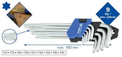 Brilliant Tools BT044009 Haakse schroevendraaierset T 10, T 15, T 20, T 25, T 27, T 30, T 40, T 45, T 50 9-delig