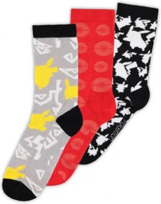 Pokémon - Crew Socks 3-Pack (Pikachu & Pokeballs)