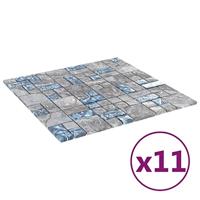 VidaXL Mozaïektegels 11 st 30x30 cm glas grijs en blauw - thumbnail
