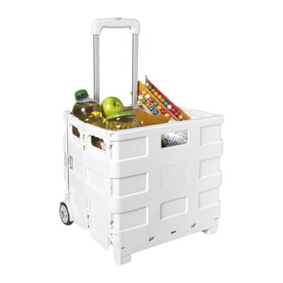 Inklapbare boodschappentrolley - wit - 38x37x33 cm