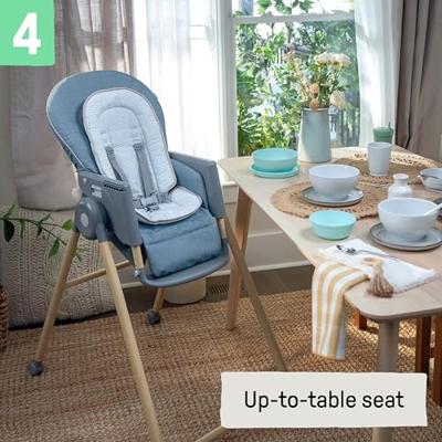 INGENUITY 7-in-1 kinderstoel van geboorte tot 5 jaar, juiste positionering - Chambray - Babywipstoel, stoelverhoger, stoel