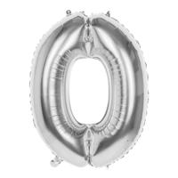 Folie ballon nummer '0' zilver 86cm - thumbnail