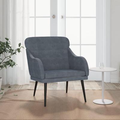 Fauteuil 63x76x80 cm fluweel donkergrijs Fauteuil 63x76x80 cm fluweel donkergrijs