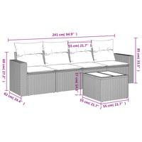 5-delige Loungeset met kussens poly rattan beige - thumbnail