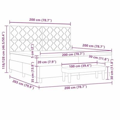 Boxspringbed met Matras & Bank Donkergrijs 200x200 cm Fluweel