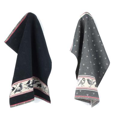 Bunzlau Castle Keuken- en theedoek set Birds Zwart