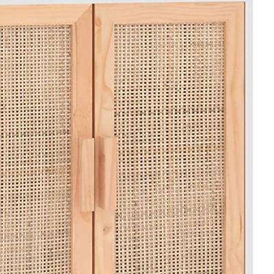 Dressoir 60x30x70 cm massief grenenhout en rattan wit Dressoir 60x30x70 cm massief grenenhout en rattan wit