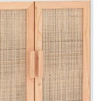 Dressoir 60x30x70 cm massief grenenhout en rattan wit - thumbnail