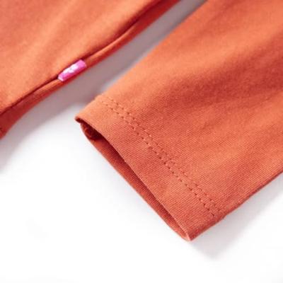 Kindershirt met lange mouwen kattenprint 128 oranjebruin - thumbnail