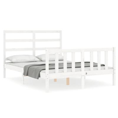 Bedframe met hoofdbord massief hout wit