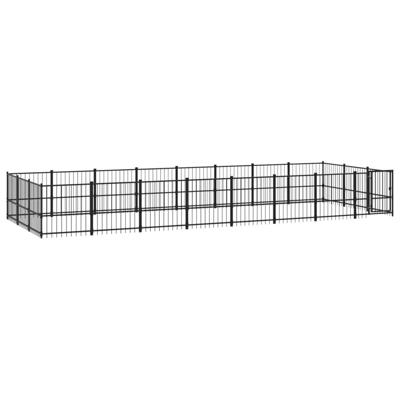 vidaXL Hondenkennel voor buiten 22,58 m² staal, kennel, hondenhuis, hondenren, hondenhok, hondenverblijf, puppyverblijf, kennels, hondenhokken