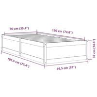 Bedframe zonder matras massief grenenhout wasbruin 90x190 cm - thumbnail