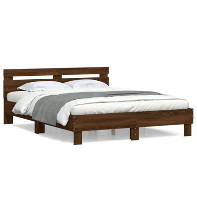 Bedframe met hoofdeinde bruin eikenkleur 150x200 cm