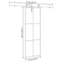 VidaXL Schuifdeur met beslagset 76x205 cm esg glas zwart - thumbnail