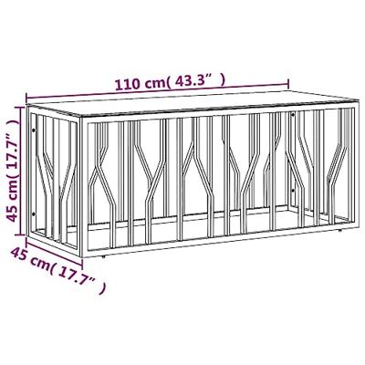 Salontafel 110x45x45 cm roestvrij staal en glas Salontafel 110x45x45 cm roestvrij staal en glas