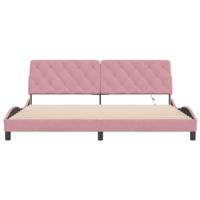Bedframe met LED zonder matras fluweel roze 200x200 cm - thumbnail