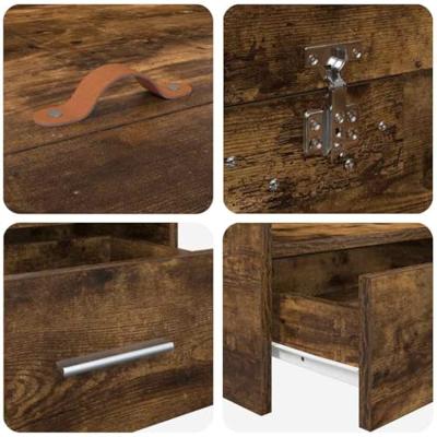 Opbergbedframe met hoofdeinde Gerookt eiken 100 x 200 cm Bewerkt hout