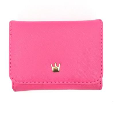 Korte mini vrouwen portefeuilles kroon ingericht fold PU lederen Coin Purse kaarthouder (RoseRed)