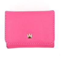 Korte mini vrouwen portefeuilles kroon ingericht fold PU lederen Coin Purse kaarthouder (RoseRed) - thumbnail