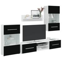 Muurvitrine tv-meubel met LED-verlichting zwart 5-delig - thumbnail