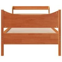 Bedframe met hoofdbord massief grenenhout wasbruin 75x190 cm - thumbnail