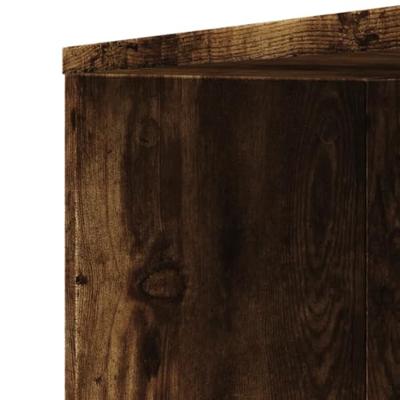 Badkamerkast smal met wielen bewerkt hout gerookt eikenkleurig Badkamerkast smal met wielen bewerkt hout gerookt eikenkleurig