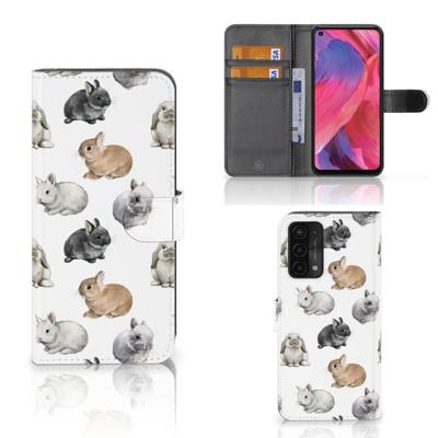 Telefoonhoesje | Met pasjeshouder | voor OPPO A54 5G | A74 5G | A93 5G Konijntjes