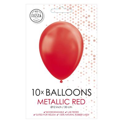 Globos Ballonnen pearl rood 30cm, 10st.