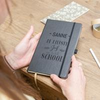Juf / Meester notitieboekje graveren - Zwart - thumbnail
