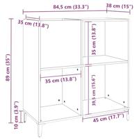Platenkast 84,5x38x89 cm bewerkt hout oud houtkleurig - thumbnail
