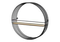 Wandrek van metaal/hout, zwart (B/H/D) 40x40x10 cm - thumbnail