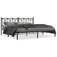 Bedframe met hoofdbord metaal zwart 193x203 cm - thumbnail