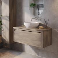 Ben Elegance badmeubel incl. keramische waskom 100x45x42cm eiken grijs - thumbnail