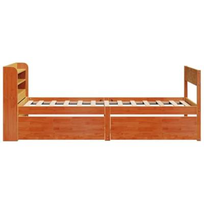 Bedframe zonder matras massief grenenhout wasbruin 75x190 cm Bedframe zonder matras massief grenenhout wasbruin 75x190 cm