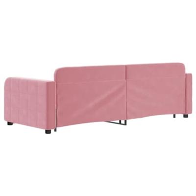 Slaapbank met onderschuifbed 80x200 cm fluweel roze
