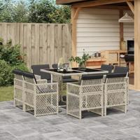 9-delige Tuinset met kussens poly rattan lichtgrijs - thumbnail