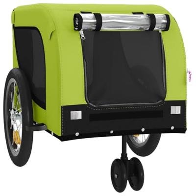 Hondenfietstrailer oxford stof en ijzer groen en zwart - thumbnail