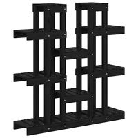 VidaXL Plantenstandaard 104,5x25x109,5 cm massief grenenhout zwart - thumbnail