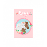 Party Uitnodigingskaarten Paarden Dreams Roze (6st) - thumbnail